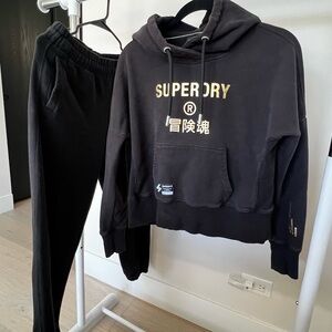 Superdry Black Hoodie and Pants Set